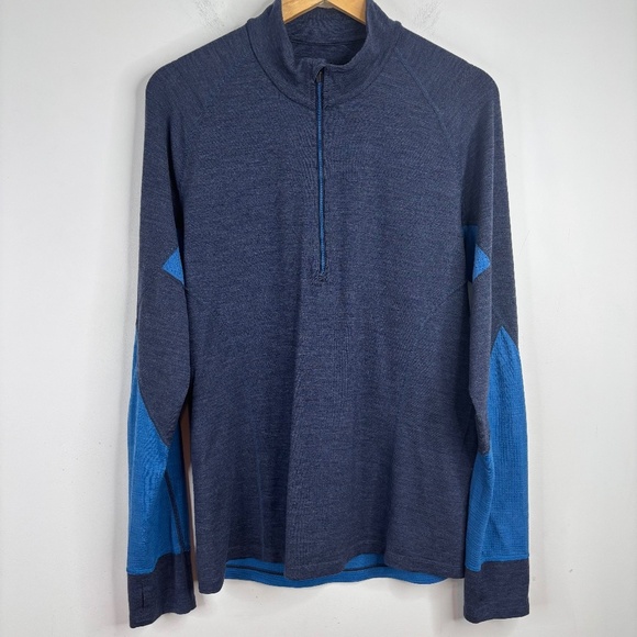 Icebreaker Zone 1/4 Zip Merino Wool Pullover Colorblock Thumb Hole Hiking Ski L - Picture 1 of 12